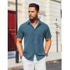 imageCOOFANDY Mens Casual Short Sleeve Shirts Button Down Textured Shirts Summer Beach Shirt with PocketGrey Blue