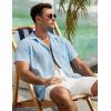 imageCOOFANDY Mens Casual Short Sleeve Shirts Button Down Textured Shirts Summer Beach Shirt with PocketLight Blue