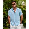 imageCOOFANDY Mens Casual Short Sleeve Shirts Button Down Textured Shirts Summer Beach Shirt with PocketLight Blue