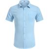 imageCOOFANDY Mens Casual Short Sleeve Shirts Button Down Textured Shirts Summer Beach Shirt with PocketLight Blue