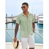 imageCOOFANDY Mens Casual Short Sleeve Shirts Button Down Textured Shirts Summer Beach Shirt with PocketLight Green