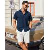 imageCOOFANDY Mens Casual Short Sleeve Shirts Button Down Textured Shirts Summer Beach Shirt with PocketNavy Blue