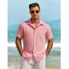 imageCOOFANDY Mens Casual Short Sleeve Shirts Button Down Textured Shirts Summer Beach Shirt with PocketPink