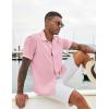 imageCOOFANDY Mens Casual Short Sleeve Shirts Button Down Textured Shirts Summer Beach Shirt with PocketPink