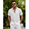 imageCOOFANDY Mens Casual Short Sleeve Shirts Button Down Textured Shirts Summer Beach Shirt with PocketWhite