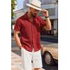 imageCOOFANDY Mens Casual Short Sleeve Shirts Button Down Textured Shirts Summer Beach Shirt with PocketWine Red
