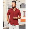 imageCOOFANDY Mens Casual Short Sleeve Shirts Button Down Textured Shirts Summer Beach Shirt with PocketWine Red