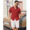imageCOOFANDY Mens Casual Short Sleeve Shirts Button Down Textured Shirts Summer Beach Shirt with PocketWine Red