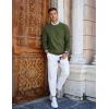 imageCOOFANDY Mens Crew Neck Sweaters Long Sleeve Lightweight Knit Dress Pullover SweatersArmy Green