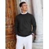 imageCOOFANDY Mens Crew Neck Sweaters Long Sleeve Lightweight Knit Dress Pullover SweatersBlack