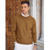 imageCOOFANDY Mens Crew Neck Sweaters Long Sleeve Lightweight Knit Dress Pullover SweatersBrown