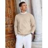 imageCOOFANDY Mens Crew Neck Sweaters Long Sleeve Lightweight Knit Dress Pullover SweatersKhaki
