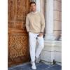 imageCOOFANDY Mens Crew Neck Sweaters Long Sleeve Lightweight Knit Dress Pullover SweatersKhaki