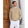 imageCOOFANDY Mens Crew Neck Sweaters Long Sleeve Lightweight Knit Dress Pullover SweatersLight Camel