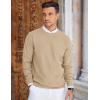 imageCOOFANDY Mens Crew Neck Sweaters Long Sleeve Lightweight Knit Dress Pullover SweatersLight Camel