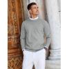 imageCOOFANDY Mens Crew Neck Sweaters Long Sleeve Lightweight Knit Dress Pullover SweatersLight Gray