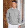 imageCOOFANDY Mens Crew Neck Sweaters Long Sleeve Lightweight Knit Dress Pullover SweatersLight Gray