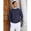 imageCOOFANDY Mens Crew Neck Sweaters Long Sleeve Lightweight Knit Dress Pullover SweatersNavy Blue
