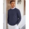 imageCOOFANDY Mens Crew Neck Sweaters Long Sleeve Lightweight Knit Dress Pullover SweatersNavy Blue