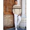 imageCOOFANDY Mens Crew Neck Sweaters Long Sleeve Lightweight Knit Dress Pullover SweatersStripeslight Apricot