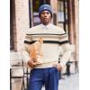 imageCOOFANDY Mens Crew Neck Sweaters Long Sleeve Lightweight Knit Dress Pullover SweatersStripeslight Apricot