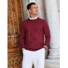 imageCOOFANDY Mens Crew Neck Sweaters Long Sleeve Lightweight Knit Dress Pullover SweatersWine Red