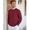 imageCOOFANDY Mens Crew Neck Sweaters Long Sleeve Lightweight Knit Dress Pullover SweatersWine Red