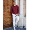 imageCOOFANDY Mens Crew Neck Sweaters Long Sleeve Lightweight Knit Dress Pullover SweatersWine Red