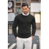 imageCOOFANDY Mens Crewneck Knit Sweater Slim Fit Lightweight Casual Twist Patterned Cable Knitted PulloverAblack