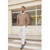 imageCOOFANDY Mens Crewneck Knit Sweater Slim Fit Lightweight Casual Twist Patterned Cable Knitted PulloverBdark Khaki
