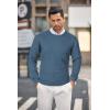 imageCOOFANDY Mens Crewneck Knit Sweater Slim Fit Lightweight Casual Twist Patterned Cable Knitted PulloverBdenim Blue