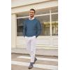 imageCOOFANDY Mens Crewneck Knit Sweater Slim Fit Lightweight Casual Twist Patterned Cable Knitted PulloverBdenim Blue