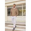 imageCOOFANDY Mens Crewneck Sweater Pullover Knit Sweater Lightweight Sweaters with Ribbing EdgeBkhaki