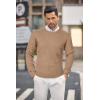 imageCOOFANDY Mens Crewneck Sweater Pullover Knit Sweater Lightweight Sweaters with Ribbing EdgeBkhaki