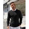 imageCOOFANDY Mens Crewneck Sweater Pullover Knit Sweater Lightweight Sweaters with Ribbing EdgeBlack