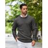 imageCOOFANDY Mens Crewneck Sweater Pullover Knit Sweater Lightweight Sweaters with Ribbing EdgeDark Gray