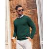 imageCOOFANDY Mens Crewneck Sweater Pullover Knit Sweater Lightweight Sweaters with Ribbing EdgeGreen