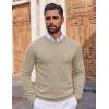 imageCOOFANDY Mens Crewneck Sweater Pullover Knit Sweater Lightweight Sweaters with Ribbing EdgeKhaki