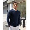 imageCOOFANDY Mens Crewneck Sweater Pullover Knit Sweater Lightweight Sweaters with Ribbing EdgeNavy Blue