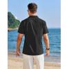 imageCOOFANDY Mens Cuban Guayabera Shirt Short Sleeve Button Down Shirts Casual Summer Linen ShirtsBlack