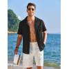 imageCOOFANDY Mens Cuban Guayabera Shirt Short Sleeve Button Down Shirts Casual Summer Linen ShirtsBlack