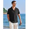 imageCOOFANDY Mens Cuban Guayabera Shirt Short Sleeve Button Down Shirts Casual Summer Linen ShirtsBlack