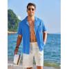 imageCOOFANDY Mens Cuban Guayabera Shirt Short Sleeve Button Down Shirts Casual Summer Linen ShirtsBlue