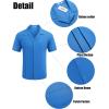 imageCOOFANDY Mens Cuban Guayabera Shirt Short Sleeve Button Down Shirts Casual Summer Linen ShirtsBlue