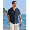 imageCOOFANDY Mens Cuban Guayabera Shirt Short Sleeve Button Down Shirts Casual Summer Linen ShirtsBlueviolet