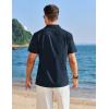imageCOOFANDY Mens Cuban Guayabera Shirt Short Sleeve Button Down Shirts Casual Summer Linen ShirtsBlueviolet