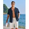 imageCOOFANDY Mens Cuban Guayabera Shirt Short Sleeve Button Down Shirts Casual Summer Linen ShirtsBlueviolet