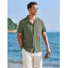 imageCOOFANDY Mens Cuban Guayabera Shirt Short Sleeve Button Down Shirts Casual Summer Linen ShirtsDark Green