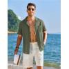 imageCOOFANDY Mens Cuban Guayabera Shirt Short Sleeve Button Down Shirts Casual Summer Linen ShirtsDark Green