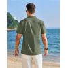 imageCOOFANDY Mens Cuban Guayabera Shirt Short Sleeve Button Down Shirts Casual Summer Linen ShirtsDark Green
